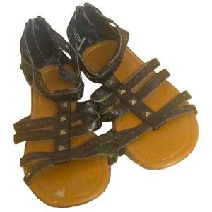 🌞 Bohemian Brown Strappy Flat Sandals Open Toe Women Size 6